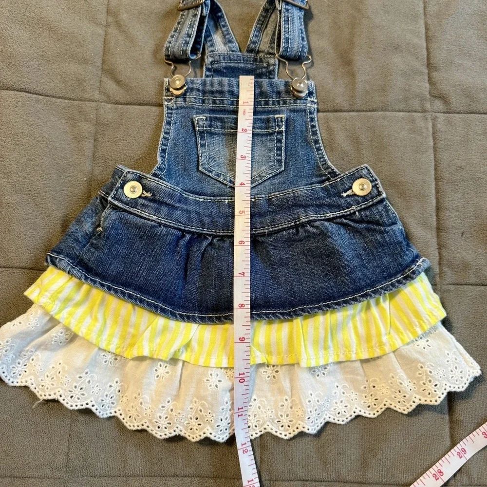 Baby Girl Denim Overall Dress Eyelet Skirt 12m Wonder Nation Jean Overall‎ Dress